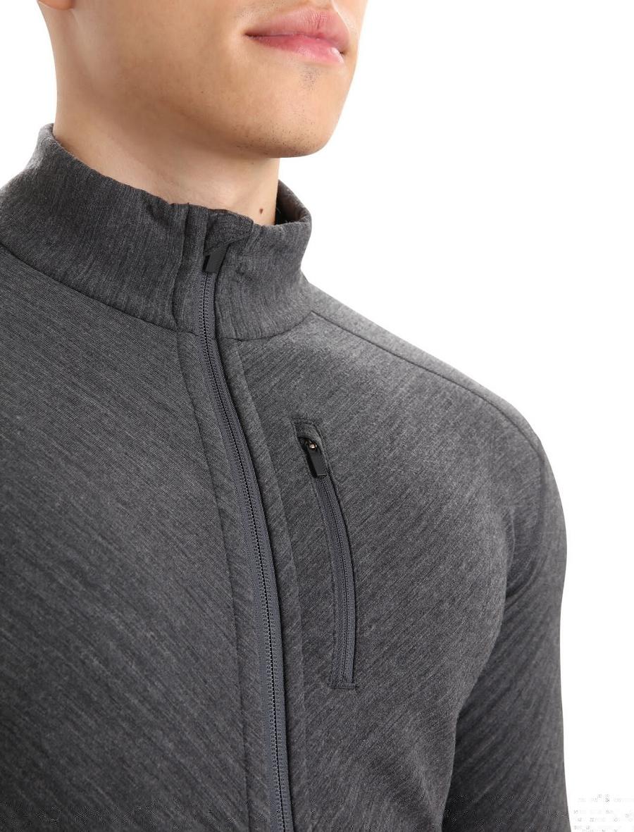 Vestes Icebreaker RealFleece™ Merino Descender Long Sleeve Zip Homme Noir | FR 1243XYUF